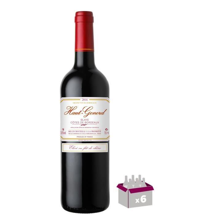 HAUT GONORD 2016  Blaye vieilli en Fût Vin de Bordeaux - Rouge - 75 cl x 6