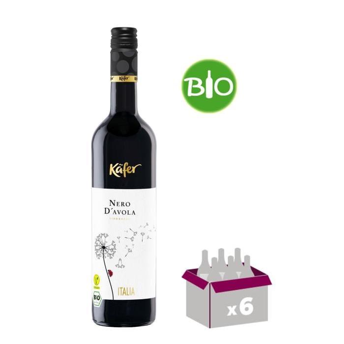 KAFER Nero d'Avola Sicile Vin d'Italie - Rouge - 75 cl - Bio x 6