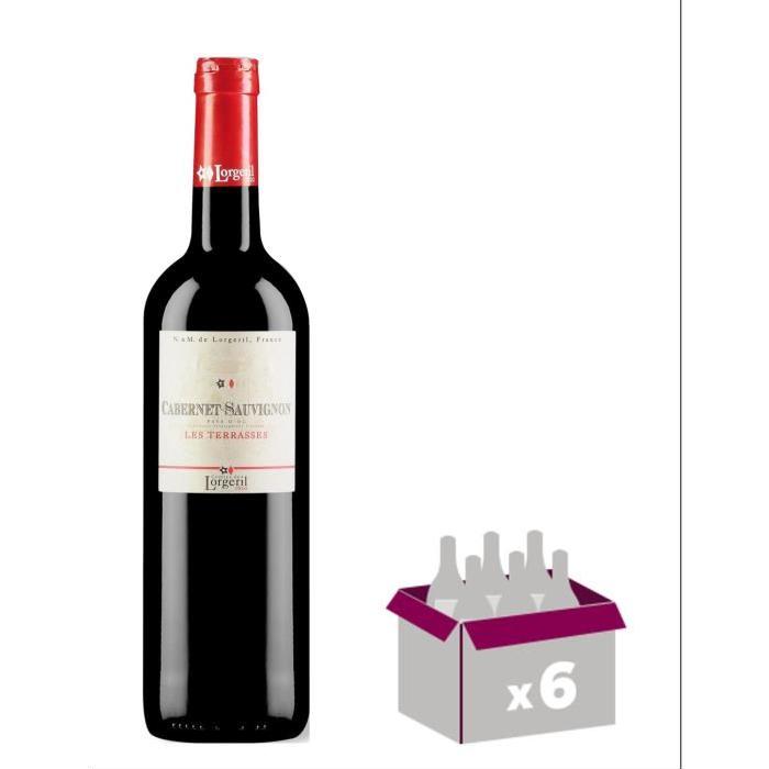 LES TERASSES 2016 Cabernet-Sauvigon Vin du Languedoc - Rouge - 75 cl - IGP x 6