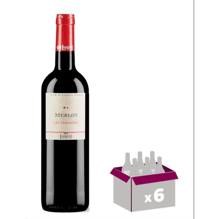 LES TERASSES 2016 Merlot Vin du Languedoc - Rouge - 75 cl - IGP x 6