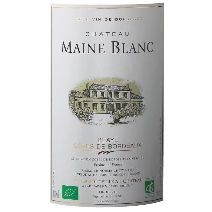 Château Maine Blanc Blaye Côtes de Bordeaux Grand Vin de Bordeaux 2015 - Vin rouge