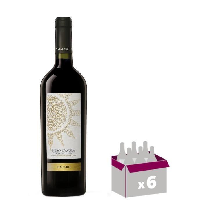 TERRE SICILIANE 2015 Bacaro Nero d'Avola Vin d'Italie - Rouge - 75 cl - IGT x 6