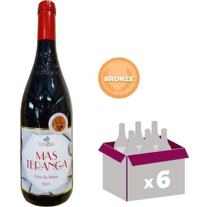 Cave de Pazac Mas Teranga AOP Côtes du Rhône 2015 - Vin rouge x6