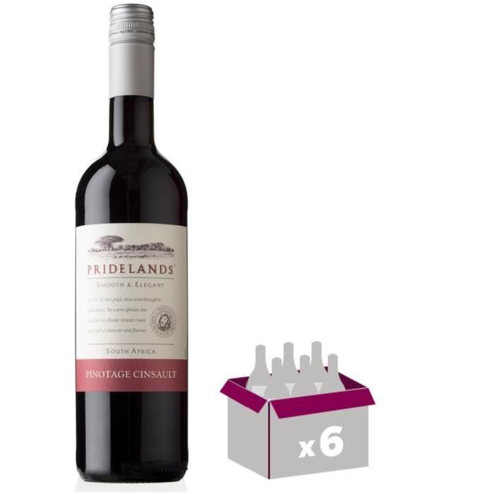 PRIDELANDS Pinotage Cinsault Vin d'Afrique du Sud - Rouge - 75 cl x 6