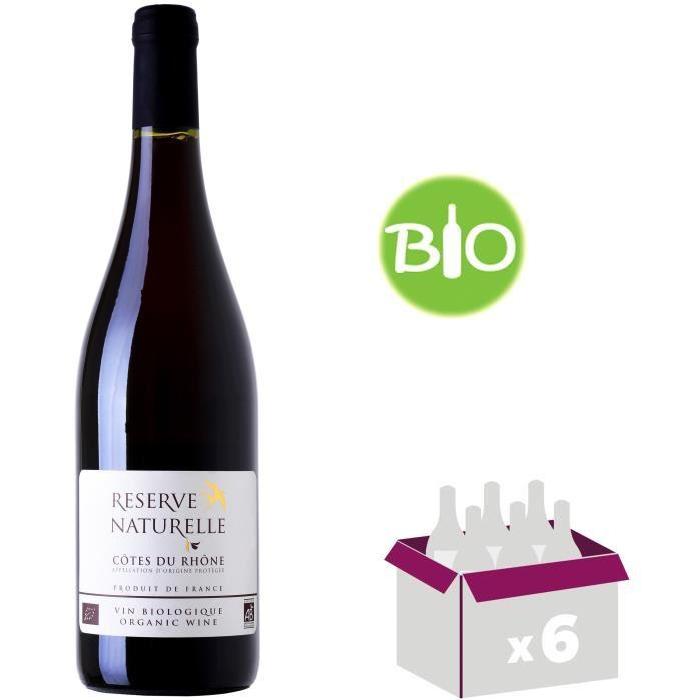RÉSERVE NATURELLE 2016 Vin Bio des Côtes du Rhône - Rouge - 75 cl - AOP x6