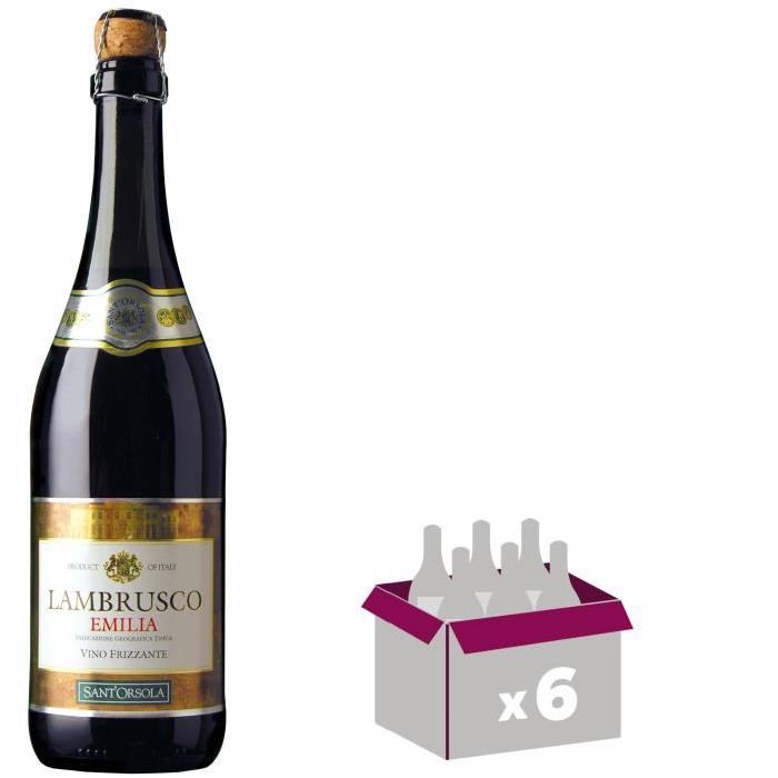SANT ORSOLA Lambrusco Vin d'Italie - Rouge - 75 cl - IGT x 6