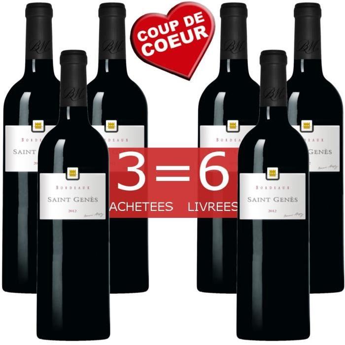 3 = 6 Saint Genes Bordeaux 2012 vin rouge