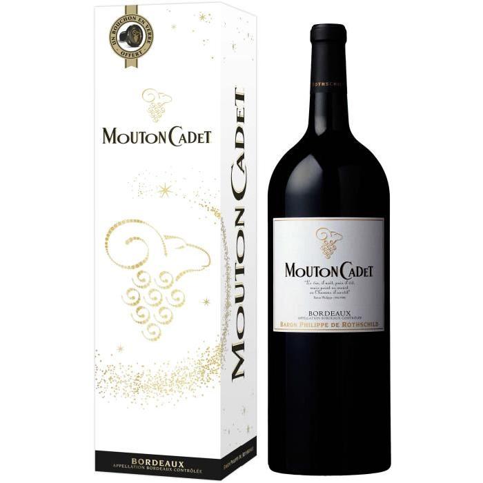 MOUTON CADET Vin de Bordeaux + Bouchon en verre - Rouge - 1,5 l