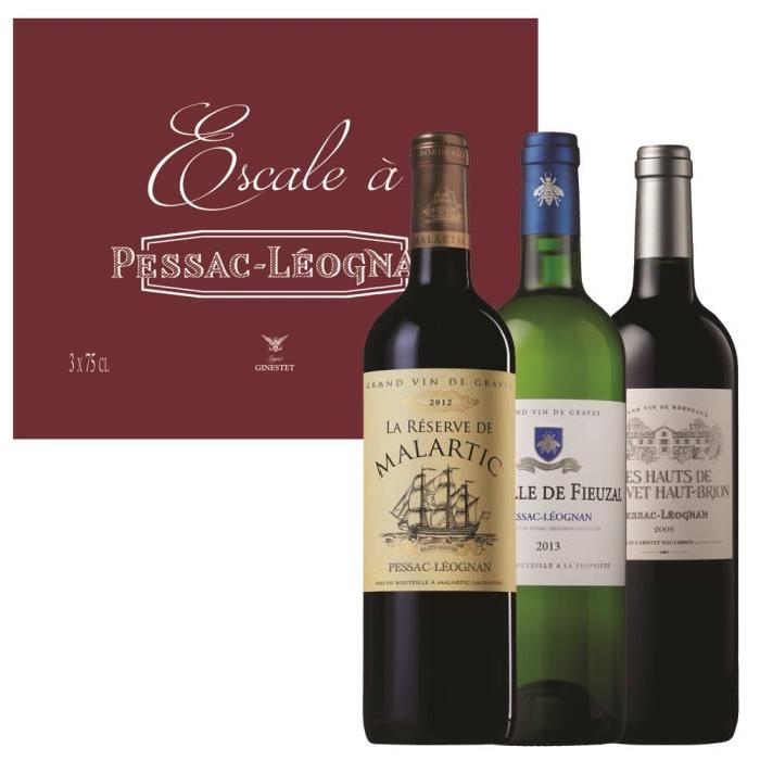 Coffret bois vin  Pessac Leognan 3x 75cl