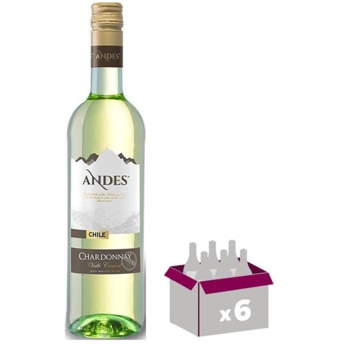 ANDES Chardonnay Vin du Chili - Blanc - 75 cl x 6