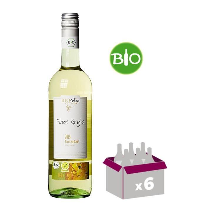 BIOREBE Pinot Grigio Vin d'Italie - Blanc - 75 cl - Bio x 6