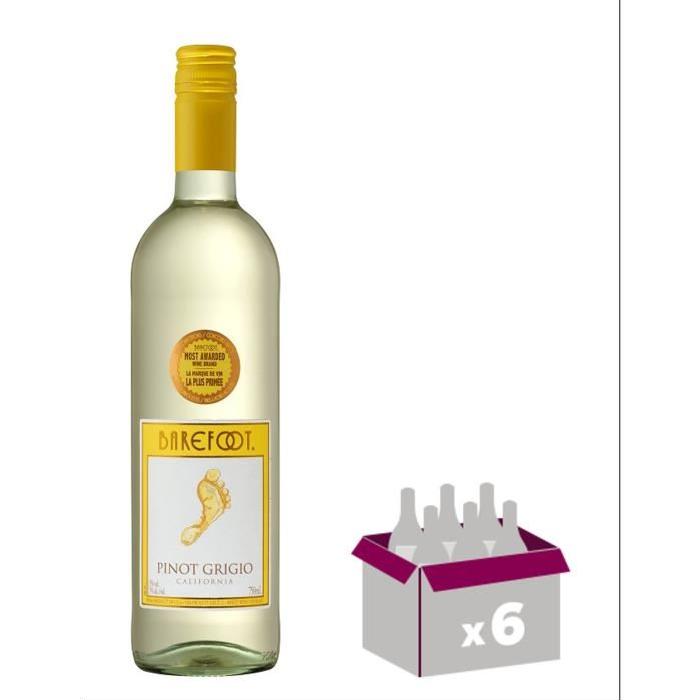 Vin de Californie BAREFOOT PINOT GRIGIO - Blanc - 75 cl x6