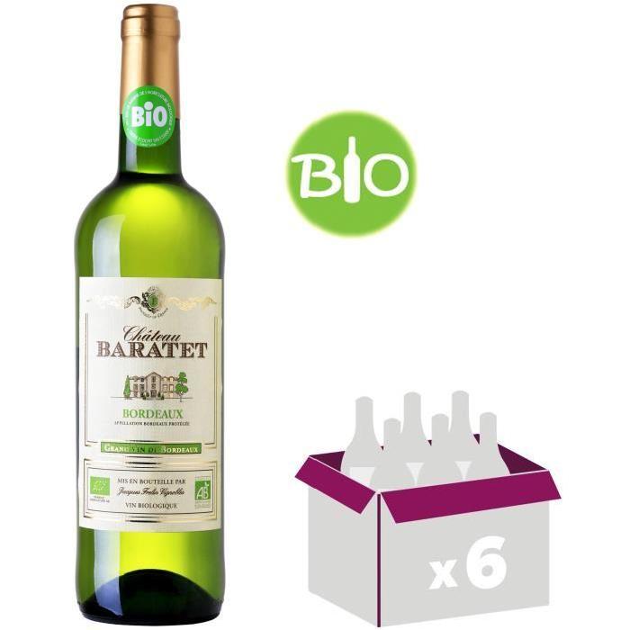 CHÂTEAU BARATET 2016 Vin Bio de Bordeaux - Blanc - 75 cl - AOP x6