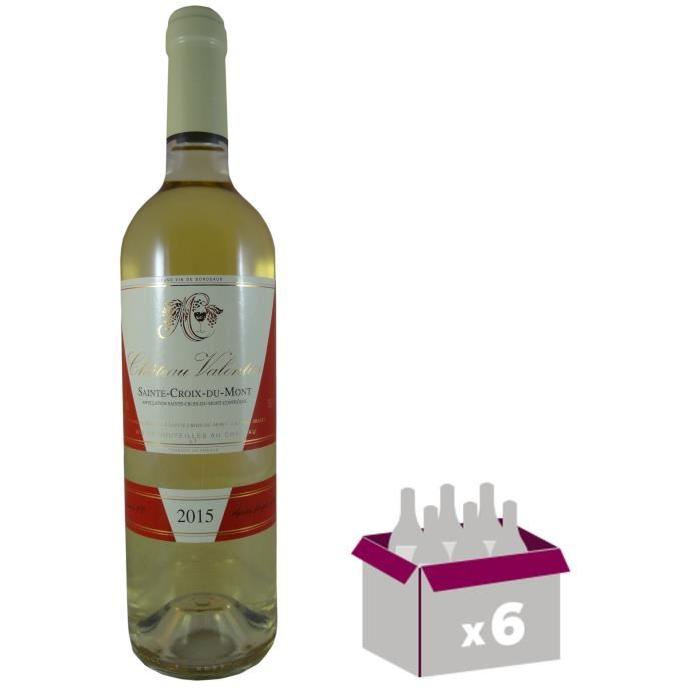 CHÂTEAU VALENTIN 2015 Sainte Croix du Mont Vin de Bordeaux - Blanc - 75 cl - AOC x 6