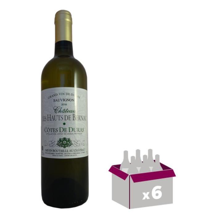 CHÂTEAU LES HAUTS DE BERNAC 2016 Côtes de Duras Vin du Sud Ouest - Blanc - 75 cl - AOC x 6