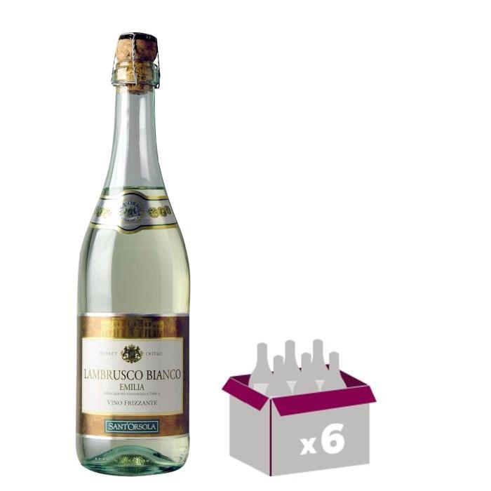 SANT ORSOLA Lambrusco Vin d'Italie - Blanc - 75 cl - IGT x 6
