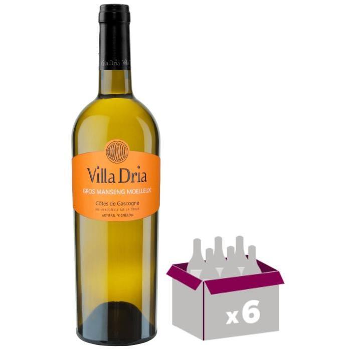 Villa Dria Vin blanc moelleux des Côtes de Gascogne Gros Manseng 2016 - 0,75 L x6