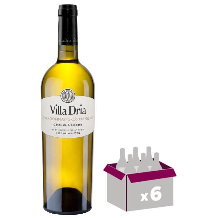 Villa Dria Vin blanc des Côtes de Gascogne Chardonnay Gros manseng 2016 - 0,75 L x6