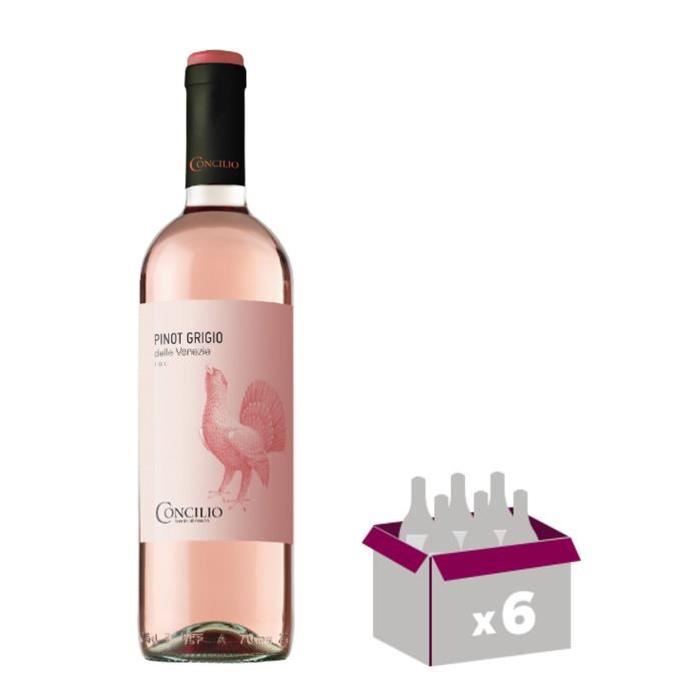 CONILIO 2015 Pinot Grigio Rosato Vin d'Italie - Rosé - 75 cl - IGT x 6