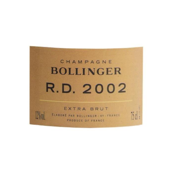 Bollinger RD 2002 Récemment Dégorgée 75cl Champagne millésimé