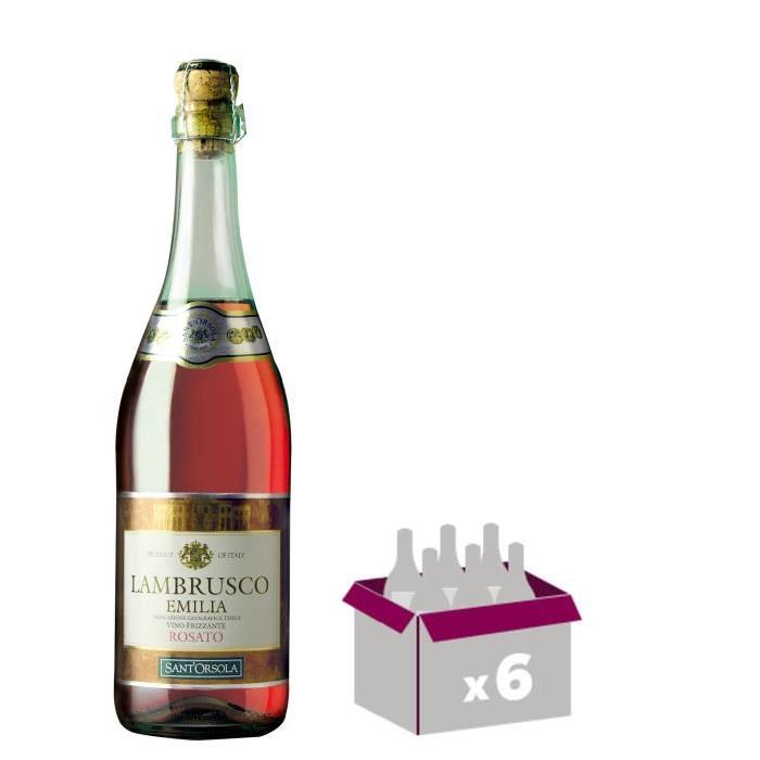 SANT ORSOLA Lambrusco Vin d'Italie - Rosé - 75 cl - IGT x 6