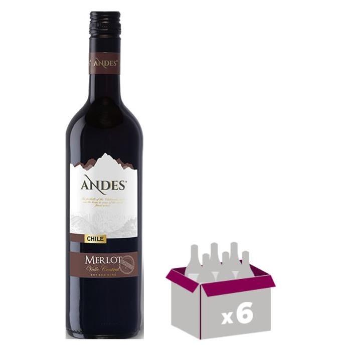 ANDES Merlot Vin du Chili - Rouge - 75 cl x 6