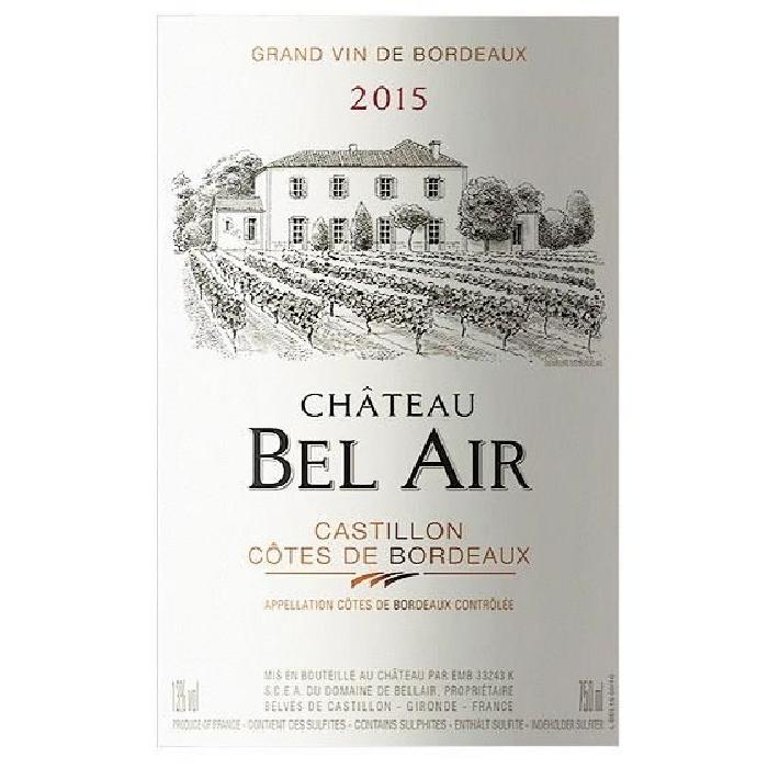Château Bel Air Castillon Côtes de Bordeaux Grand Vin de Bordeaux 2015 - Vin rouge