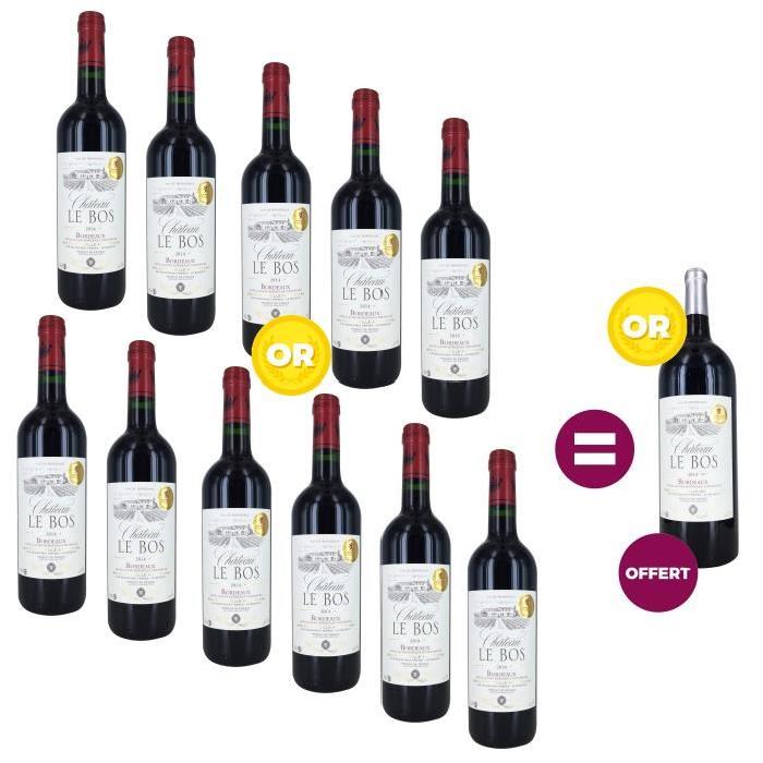 11 achetés = 1 Magnum offert - Château Le Bos Bordeaux 2014 Vin rouge