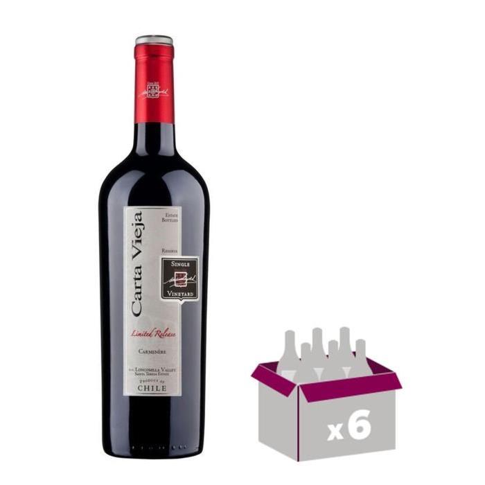 CARTA VIEJA Reserva Carmenere Vin du Chili - Rouge - 75 cl x 6