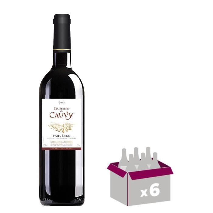 DOMAINE DE CAUVY 2015 Vin du Languedoc Roussillon - Rouge - 0,75 cl - AOP Faugeres x 6