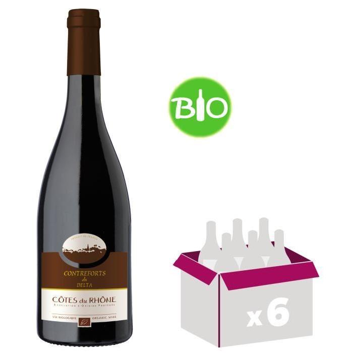 CONTREFORTS DU DELTA Vin Bio des Côtes du Rhône - Rouge - 75 cl x6