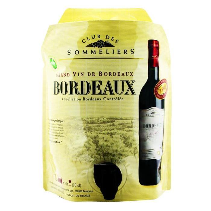 Bordeaux Aoc Club des Sommeliers - Vin de Bordeaux - Rouge - Cubi 3 L