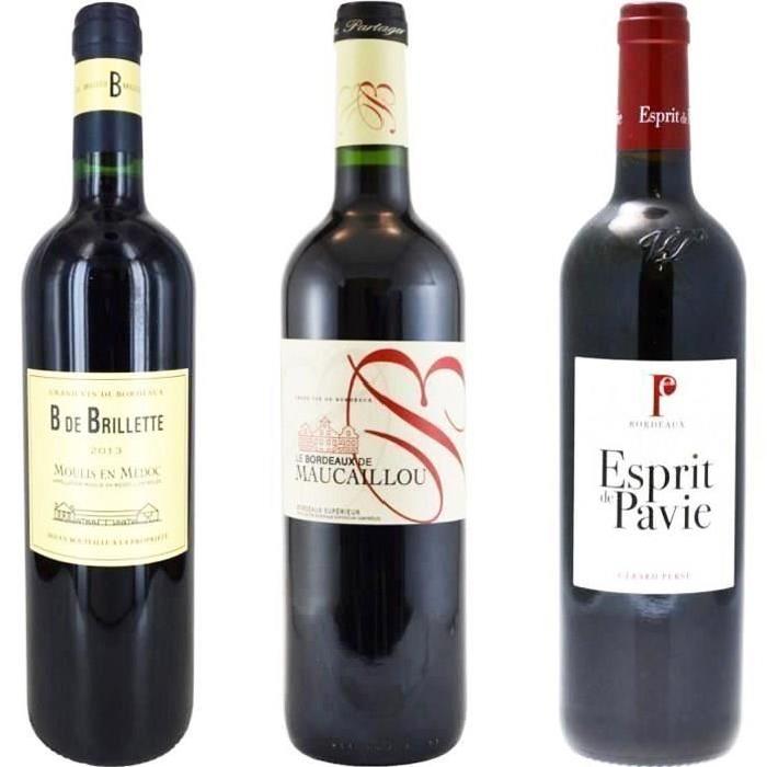 Coffret 3 Bouteilles Vin de Bordeaux Rouge