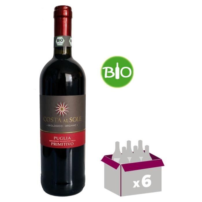 PUGLIA 2015 Costa Al Sole Primitivo Vin d'Italie - Rouge - 75 cl - IGT - BIO x 6