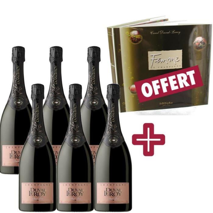 6x Duval Leroy Champagne brut rosé + Livre OFFERT