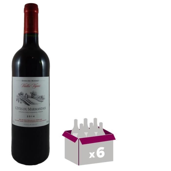 DOMAINE BONNET 2014 Côtes du Marmandais Vin du Sud Ouest - Rouge - 75 cl - AOC x 6